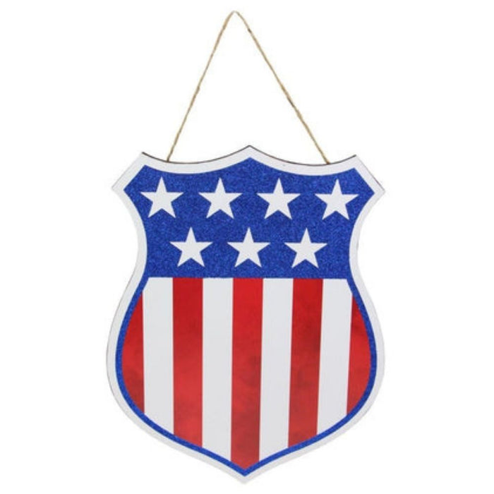 12"H X 9.5"W American Flag Badge Sign  Red/White/Blue  AP8894