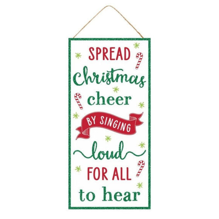 12.5"H X 6"L Spread Christmas Cheer Sign  White/Green/Red  AP8896