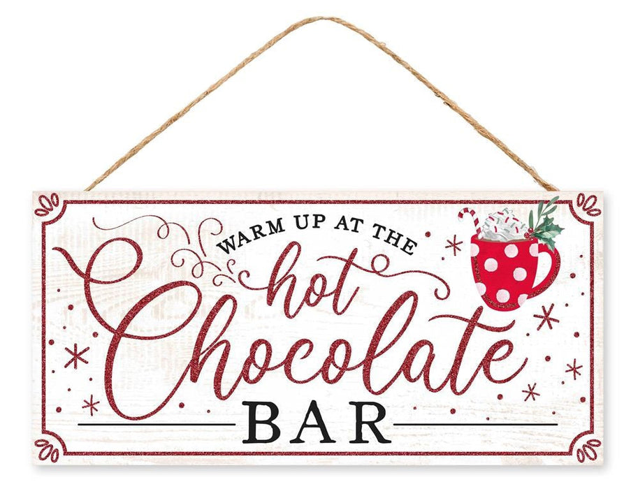 12.5"L X 6"H Hot Chocolate Bar Sign  White/Red/Black  AP8931