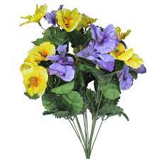 19.5" Purple and Yellow Pansy Bush with 14 Stems SB1004-Pyl