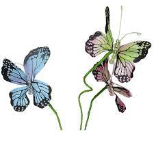 22" Green Pink and Blue Butterfly Spray with 3 Stems SR303-Gpb