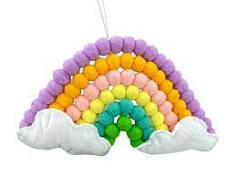 16" by 9.5" Pastel Felt Ball Rainbow Ornament  63153PASTEL