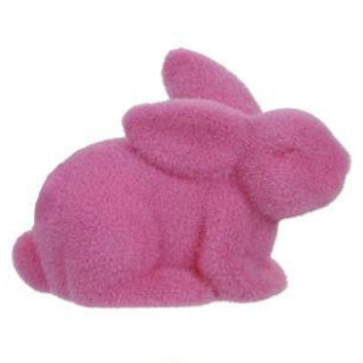 8.5"L X 6"H Flocked Laying Rabbit  6 Assorted Purple, Pink, Cream, Green, Blue, Yellow HE722998