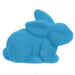 The 8.5L x 6H Flocked Laying Rabbit in assorted vibrant colors like purple, pink, black, green, orange, and turquoise resembles a soft toy. Crafted from polystyrene/nylon, its bold hue contrasts with a plain white background, accentuating its whimsical charm.