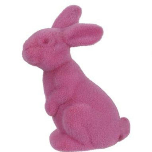 11.5"H X 7"L Flocked Sitting Rabbit  6 Assorted Purple, Pink, Cream,  Green, Blue, Yellow  HE723098