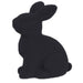 A 10H x 8.25L flocked sitting rabbit crafted from polystyrene/nylon, featuring a smooth black velvet texture, is upright with perked ears facing left against a plain white background. Part of the HE723199 series available in assorted colors: purple, pink, black, green, orange, and turquoise.
