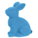 This 10H x 8.25L Flocked Sitting Rabbit figurine, crafted from polystyrene and nylon with a smooth, abstract design, has elongated ears and a rounded body. Available in purple, pink, black, green, orange, and turquoise HE723199 colors for a vibrant touch to any setting.