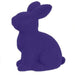 The 10H x 8.25L flocked sitting rabbit, crafted from polystyrene and nylon with a blue velvet texture, adds elegance to any decor with its serene left-facing pose. Available in six assorted colors: purple, pink, black, green, orange, and turquoise (HE723199).