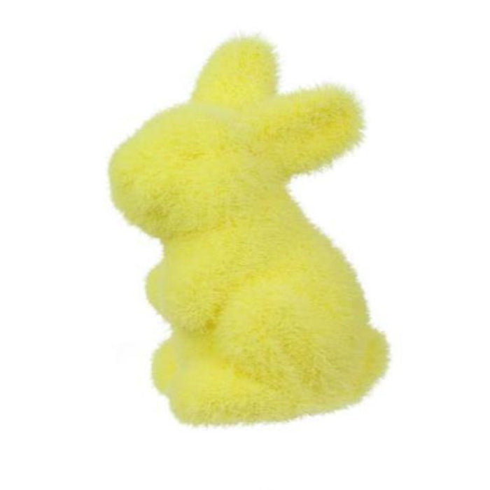 4"Hx2.5"L Flocked Standing Rabbit  6 Assorted Pastel Colors  HE723898