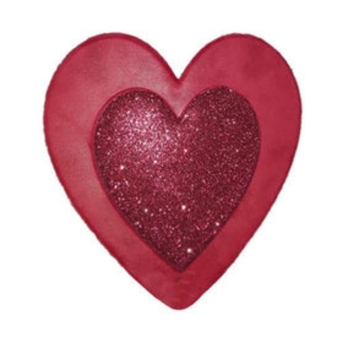 12"H X 12"L Metal/Embossed Glitter Heart  Red/Dk Red  MD078524