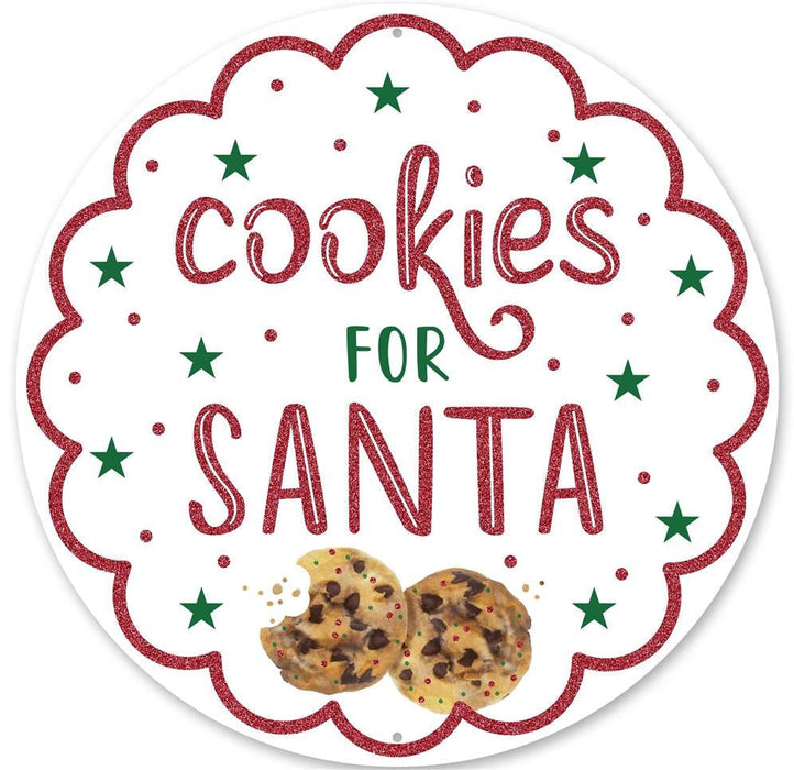 12"Dia Cookies For Santa/Glitter Sign  White/Red/Green/Brown  MD0808