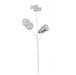 The 24 Silver White Glitter Cheer Pick MN009126 features three glittering elements on a stick: silver MHS letters, a fluffy pom-pom, and a dazzling megaphone.