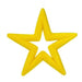 This 14"L x 14"H flocked open star ornament, available in orange, turquoise, yellow, and pink (MS166399), features a hollow center with five points and elegantly hangs against a white background, highlighting its vibrant colors.