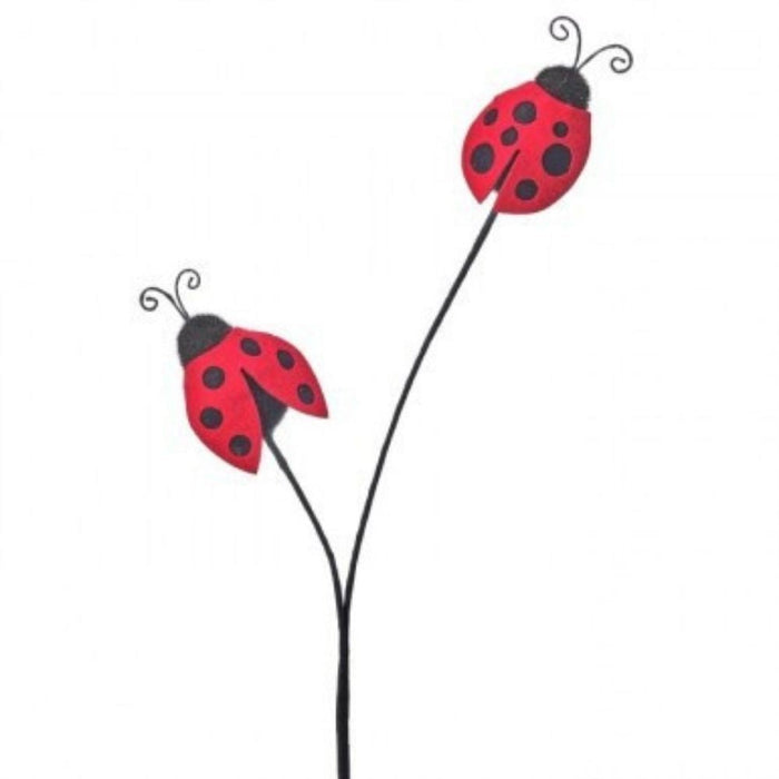 18" Felt Ladybug Pick Red and Black with 2 Stems  MT25106