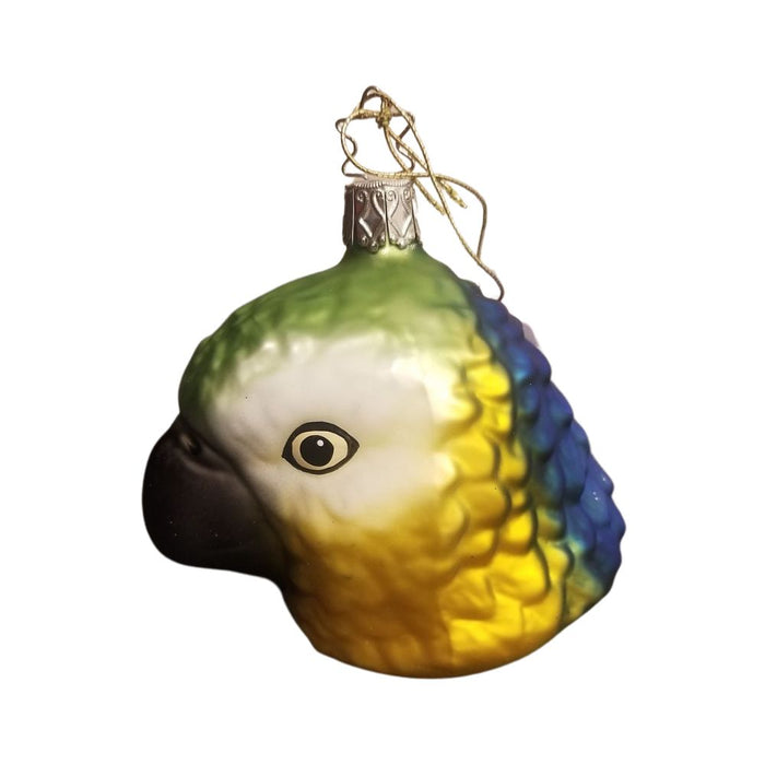 Golden Tropics Parrot Head Christmas Ornament Inge-Glas 1-093-16