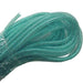 A bundle of Deco Flex Tubing Turquoise RE300480 is coiled, featuring a net-like and semi-transparent texture, with loose strands resembling turquoise foil at the edges.