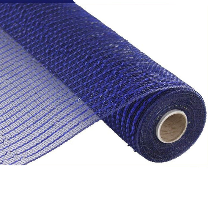 10" Navy with Royal Blue Wide Foil Deco Poly Mesh RE136657