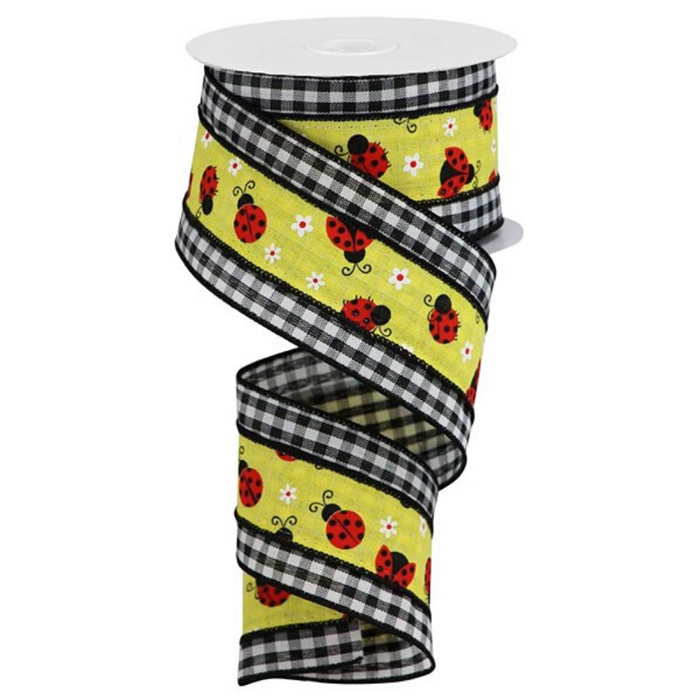 2.5" 2 in 1 Ladybugs on Check Ribbon RG0816929