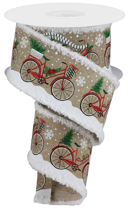 2.5"X10Yd Christmas Bicycle/Drift  Lt Beige/Red/White/Green/Black  RG0861001