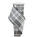 The 4 Grey White Check Faux Dupioni Ribbon RGA123510 boasts a vertically draped section of gray and white plaid fabric. Its classic checkered pattern on a white background is elegantly enhanced by a subtle wire edge for added structure and style.