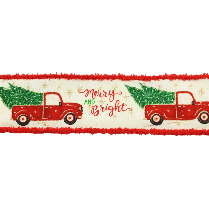 2.5" Red Truck Merry and Bright Ribbon RGA807230