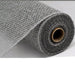 An unrolled roll of the 10 Grey Poly Burlap Mesh RP810010 reveals its woven texture against a white background, with the central cardboard tube visible at the core of this polypropylene fabric.