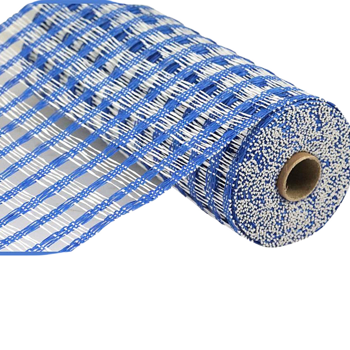 10" Royal Blue White Poly Burlap Check Mesh RP8123C1