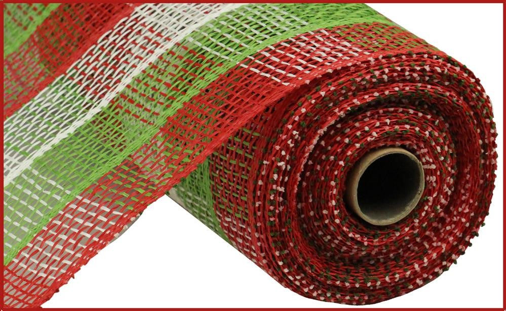 10"X10Yd Poly Burlap Check Mesh  Red/Lime/White  RP813649