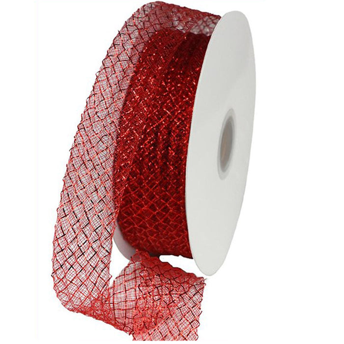 1.5" Crimson Red Foil Deco Flex Ribbon RS4003AN