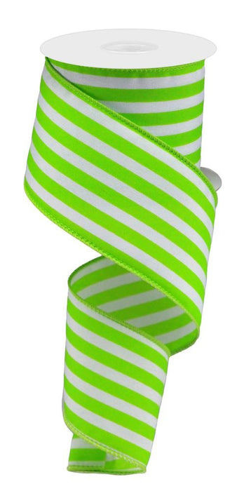 2.5"X10Yd Vertical Stripe  White/Lime Green  RX9136F5