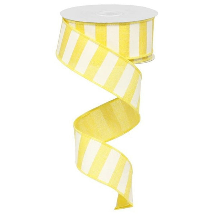 1.5" Yellow White Horizontal Stripe Ribbon RX9148X7
