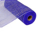 A roll of 10.5 Royal Blue Natural Poly Jute Mesh RY800525, partially unrolled to reveal its grid pattern, on a cardboard tube core.