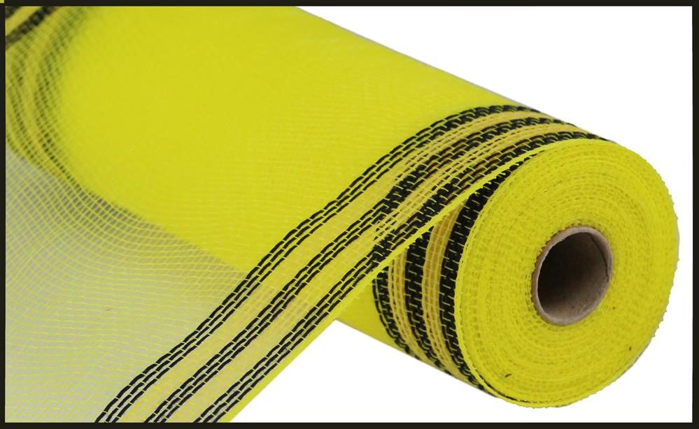 10.25"X10Yd Faux Jute/Pp/Border Stripe  Yellow/Black  RY8325F4