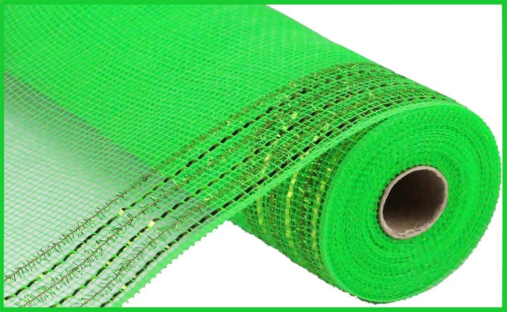 10.25"X10Yd Tinsel/Foil Wide Border Mesh  Lime Green  RY850730