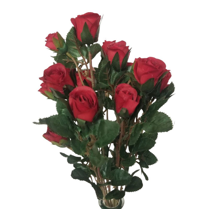 Red Mini Rose Bush with 11 stems S5265-Red