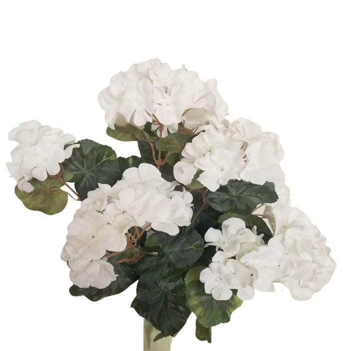 18" White Geranium Bush with 9 Stems SE6090W