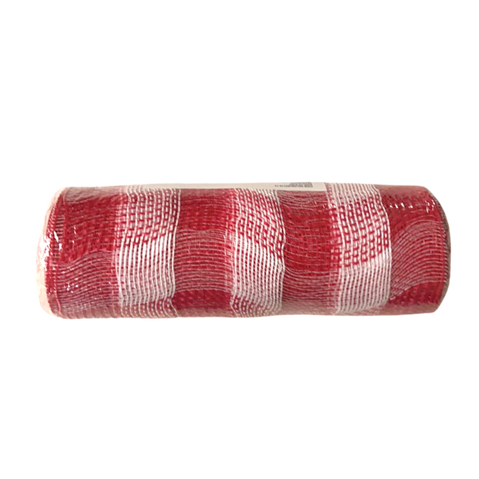 10" Red White Buffalo Plaid Fabric Mesh XB103110-12