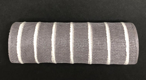 The XB107610-51 model is a 10X10Y Pewter-White Fuzzy Stripe Mesh filter, featuring evenly spaced white bands on a dark background with a prominent cylindrical shape and grid-like pattern highlighting its sleek design.