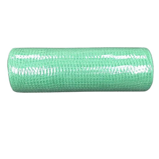 The 10 Mint Fabric Mesh XB97910-06, made from durable polypropylene with a reflective surface, is rolled into a cylinder on a pristine white background.