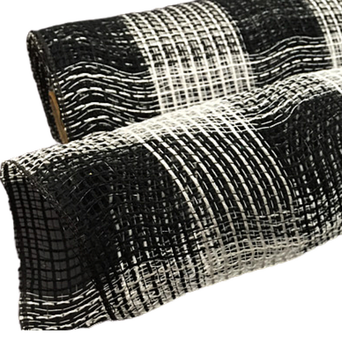 10" Black White Plaid Fabric Mesh XB98510-20
