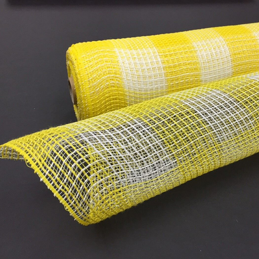 Sunflower Yellow fabric mesh, yellow natural fabric deco mesh, fabric mesh,  yellow mesh, 21 inch yellow fabric mesh, XB979-49