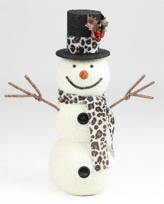 12"H X 7"L Glitter/Styro Snowman  White/Black/Brown  XN600402