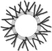 The Black Pencil Work Wreath 24 XX750302 features a circular frame with black tinsel stems radiating from the metal ring, set against a plain white background.