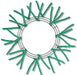 The 24 Pencil Wreath Emerald Green Non-Metallic XX750406 has textured emerald green stems resembling tinsel, arranged circularly and extending outward, all set against a plain white background.