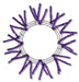 The Pencil Work Wreath 24" Metallic Purple XX751123 features a round frame with evenly spaced metallic purple tinsel stems radiating outward, ideal as a base for your custom wreath creations.