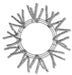 The Pencil Work Wreath 24" Metallic Silver XX751126 features metallic silver pine branches radiating outward like sun rays against a plain white background.