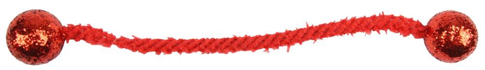 12"L Tubing Tie/40Mm Glitter Ball   Red   XX794924
