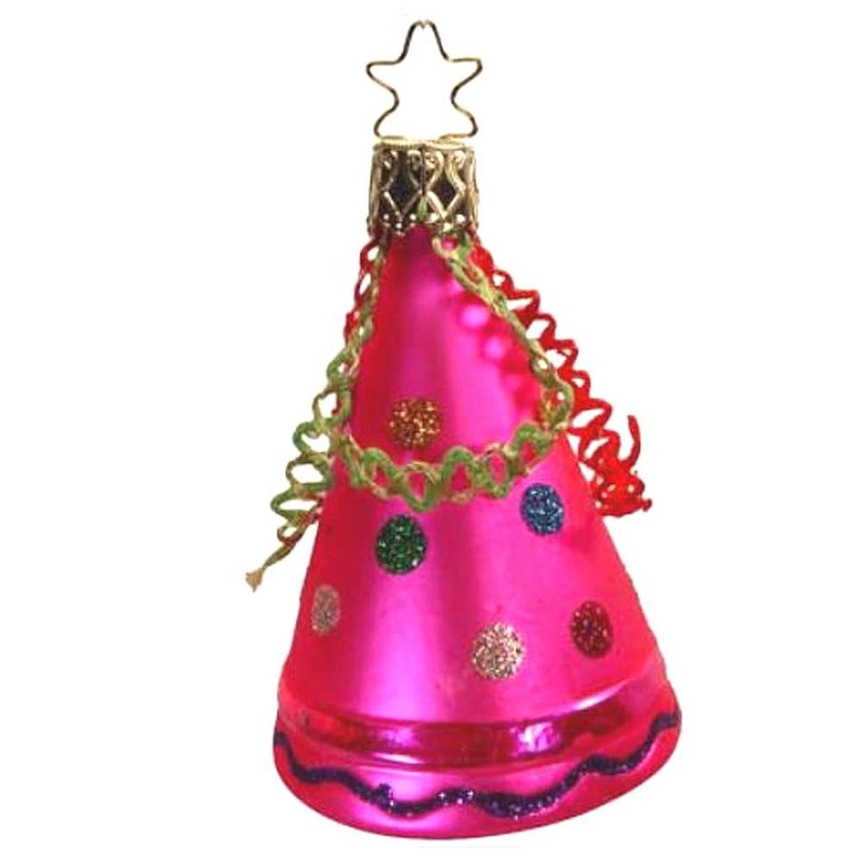 Pink Gold Christmas Hat Hot Pink Party Hat Retired Christmas Ornament Inge-Glas Of Germany