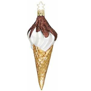 Chocolate Ice Cream Cone Christmas Ornament Inge-Glas of Germany 1-022-08