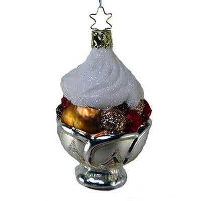 Whipped Dream Silver Dish Ice Cream Sundae Ornament Inge-Glas 1-024-08